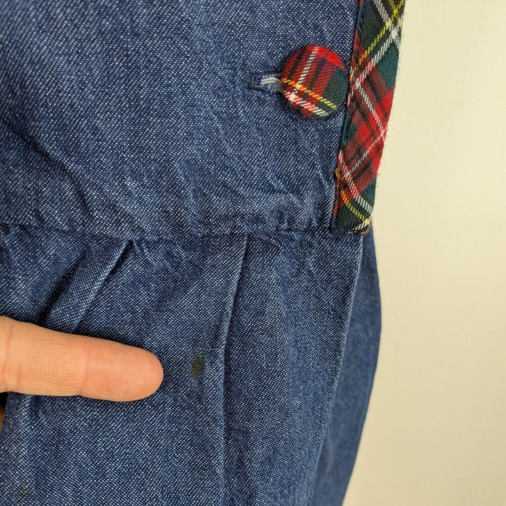 Talbots Midi Jumper Dress 6P Blue Denim Tartan Plaid Vintage 90s Teacher Preppy - Picture 10 of 10